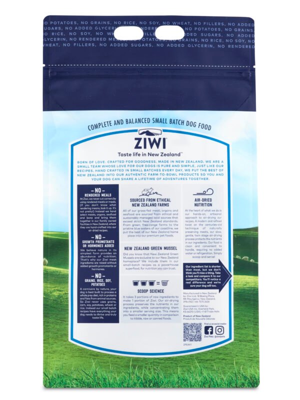 Ziwi Peak Dog Food Lamb Air Dried Raw Back