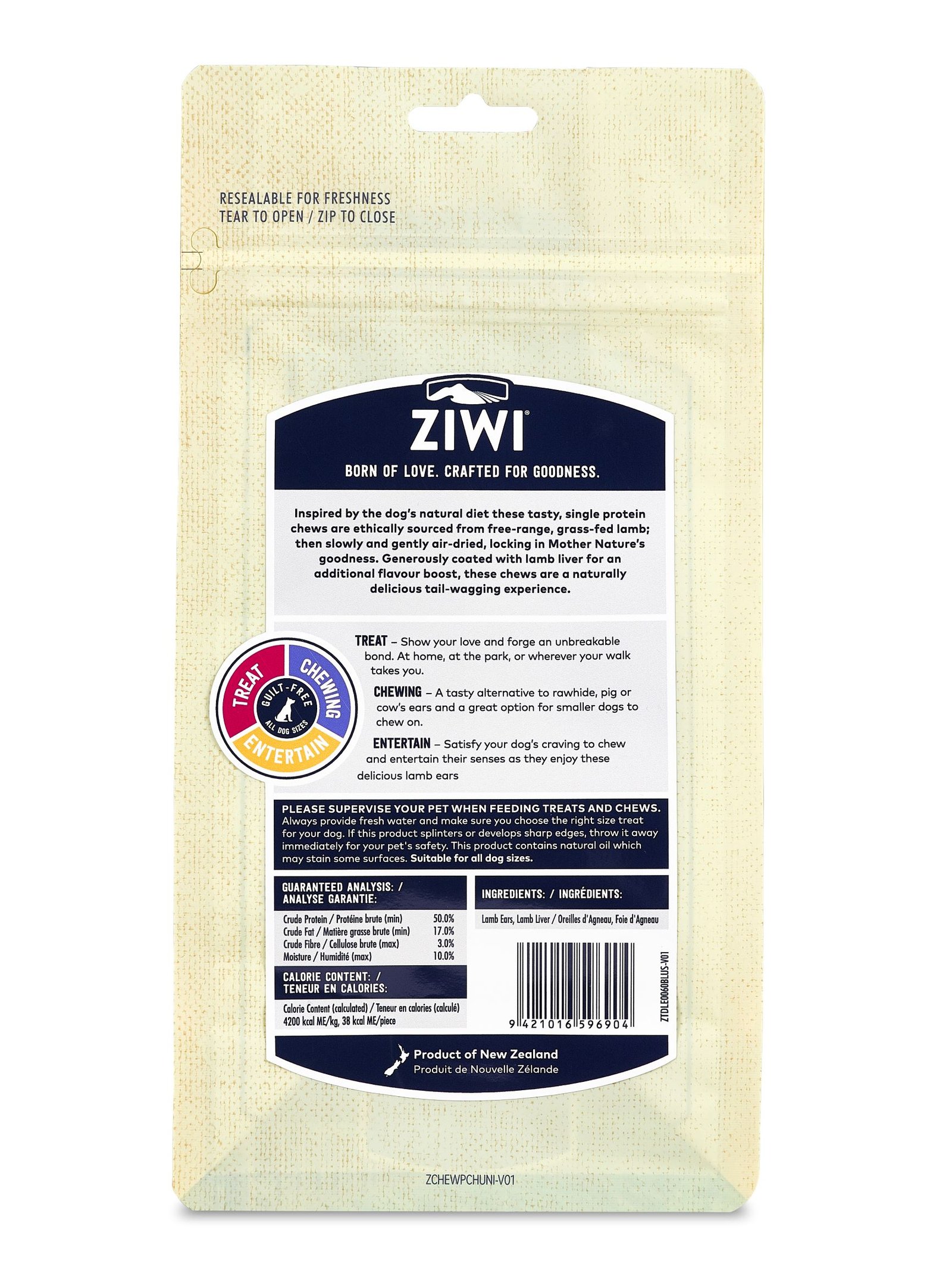 Ziwi Peak Lamb Ears Liver Coated Aussie Paws Nutrition