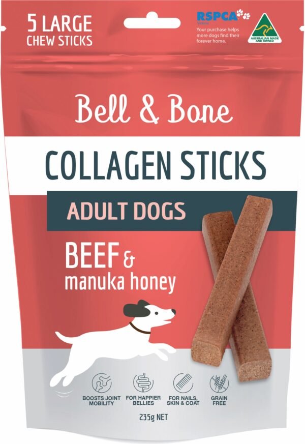 Bell & Bone Collagen Stick Beef & Manuka Honey Aussie Paws Nutrition